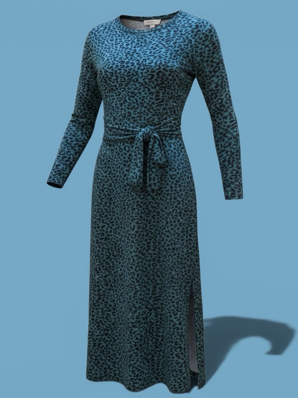 Amour Vert Teal Leopard-Print Maxi Dress